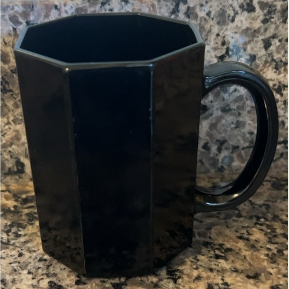 Vintage Arcoroc Octime Black Glass Coffee Mug 1980's France